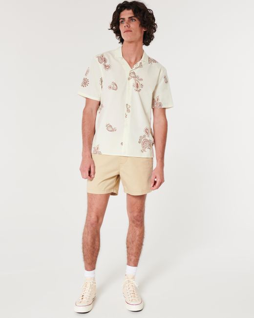 Hollister Natural Short-sleeve Paisley Poplin Shirt for men