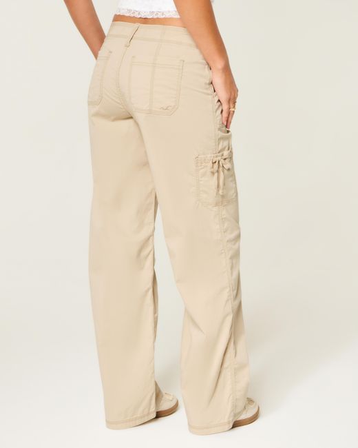 Hollister Natural Low-rise Lace Trim Baggy Pants