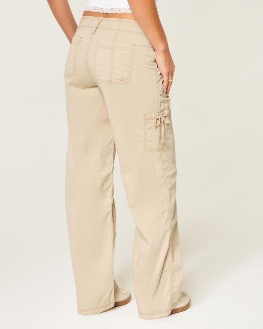 Hollister Natural Low-rise Lace Trim Baggy Pants
