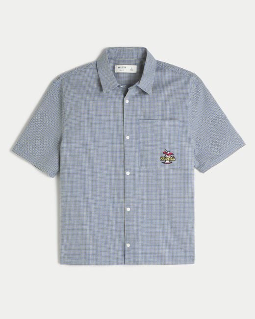 Hollister Blue Boxy Short-sleeve New York Graphic Shirt for men