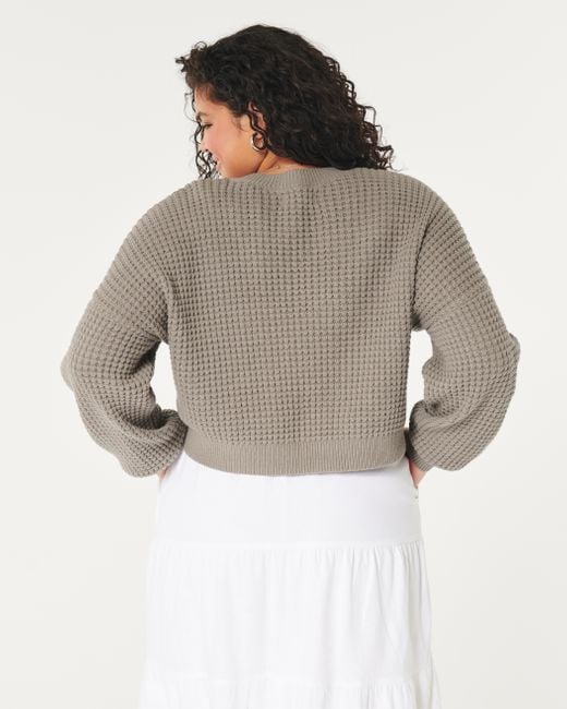 Hollister Gray Easy Waffle Crew Sweater