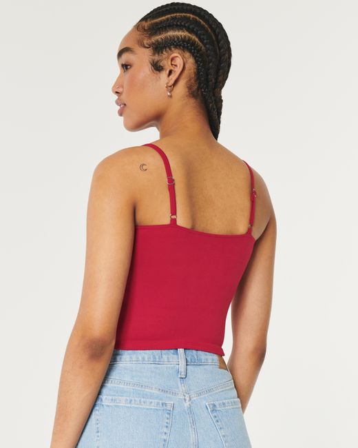 Hollister Red Soft Stretch Seamless Fabric Scoop Cami