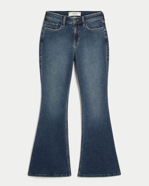 Hollister Blue Curvy High-rise Dark Wash Flare Jeans