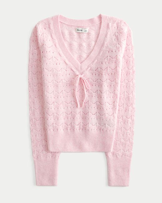 Hollister Pink Stitchy V-neck Sweater