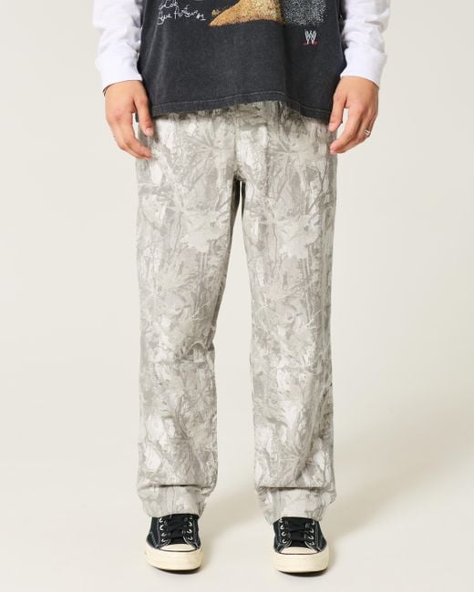 Hollister White Linen-blend Camo Baggy Pants for men