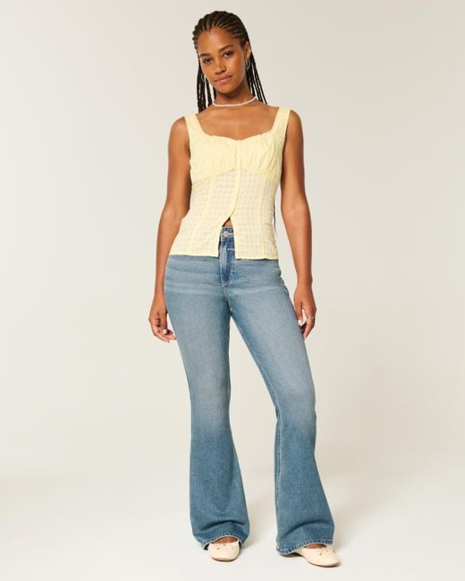 Hollister Blue Curvy High-rise Medium Wash Flare Jeans