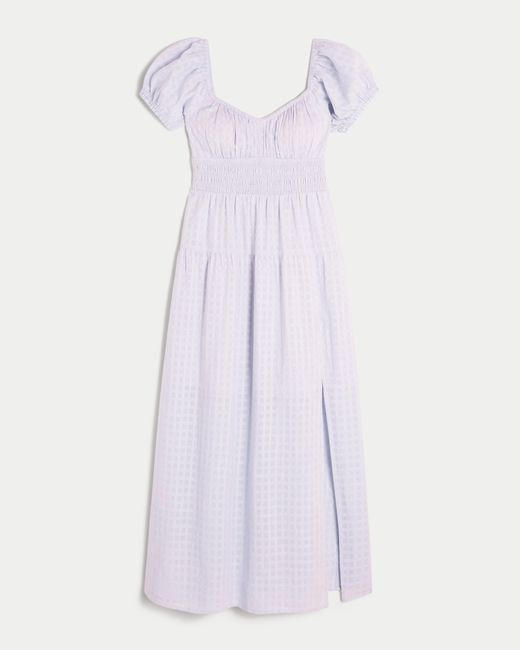 Hollister White Short-sleeve Open-back Maxi Dress