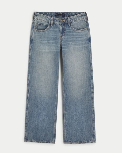 Hollister Blue Low-rise Medium Wash Baggy Jeans