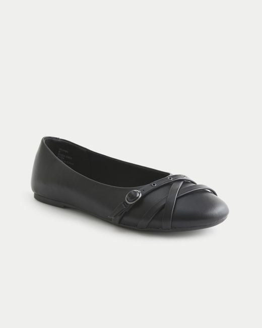 Hollister Black Faux Leather Flats