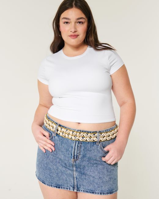 Hollister White Nahtloses Oberteil aus weichem Stretchmaterial mit Rückenausschnitt