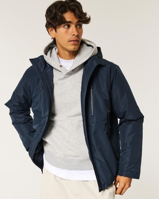 Hollister Blue Hooded Shell Jacket for men
