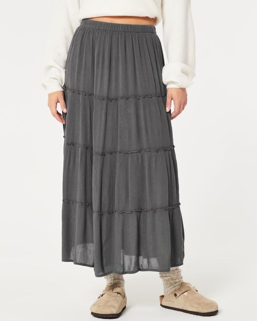 Hollister Gray Crinkle Maxi Skirt