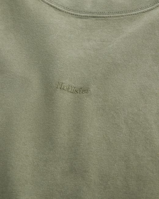Hollister Green Boxy Heavyweight Micro Logo Crew T-shirt for men