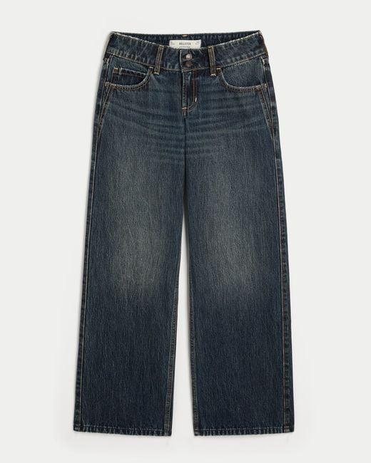 Hollister Blue Low-rise Y2k Dark Wash Baggy Jeans