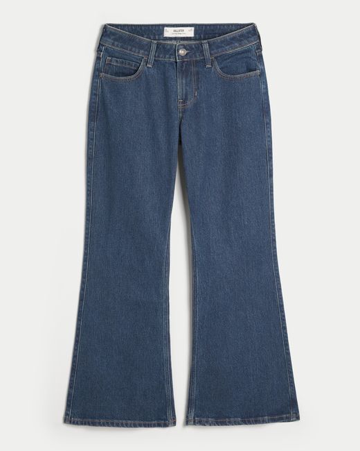 Hollister Blue Low-rise Dark Wash Baggy Flare Jeans