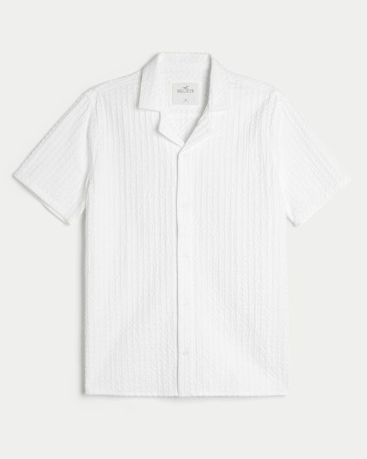 Hollister Lässiges, kurzärmliges, strukturiertes Hemd in White für Herren