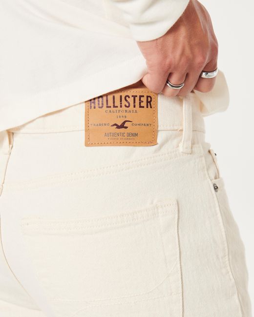 Hollister Natural Cream Slim Straight Jeans for men