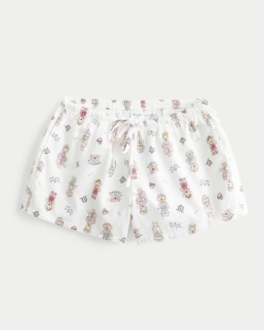 Hollister White Oxford Cotton Tie Shorts