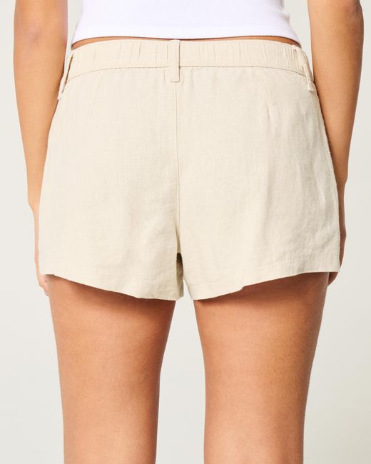 Hollister Natural Hollister Livvy Low-rise Linen-blend Shorts 3"