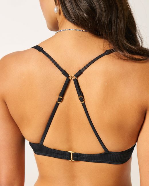 Hollister Black High Apex Ribbed Underwire Bikini Top