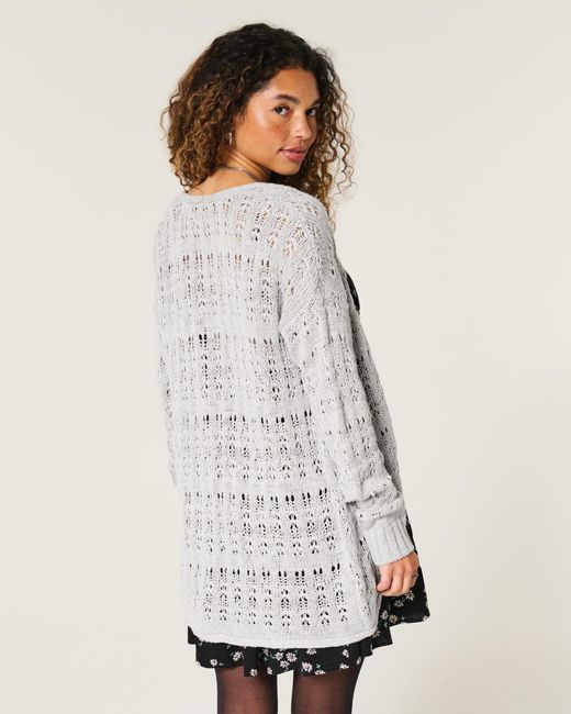 Hollister Gray Long-length No-close Cardigan