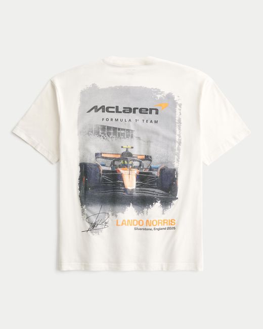 Hollister White Boxy Mclaren Graphic Tee for men