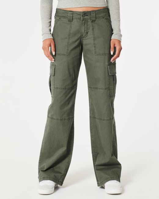 Hollister Green Low-rise Baggy Cargo Pants