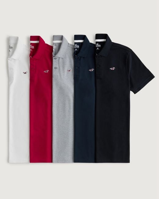 Hollister Black Logo Icon Polo 5-pack for men