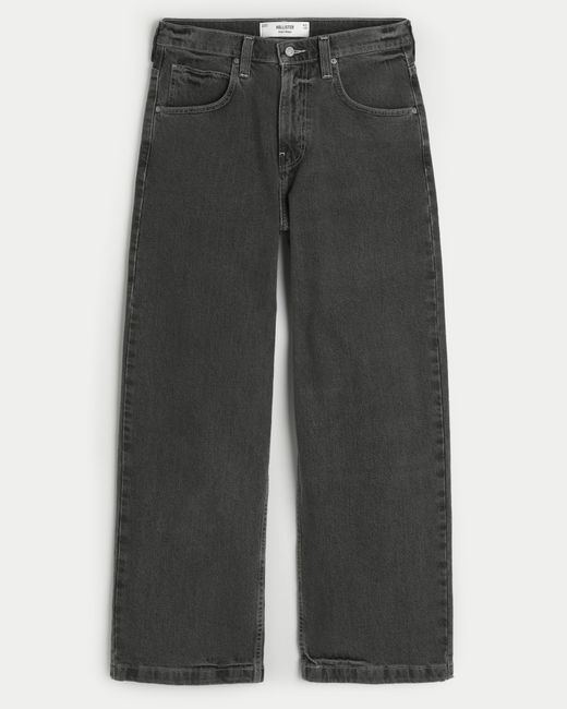 Hollister Gray Washed Black Super Baggy Jeans for men