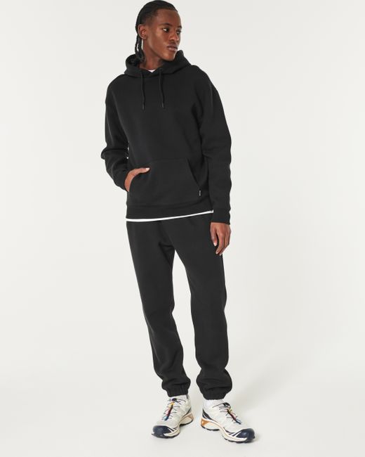 Hollister Black Relaxed Cooling Hoodie for men