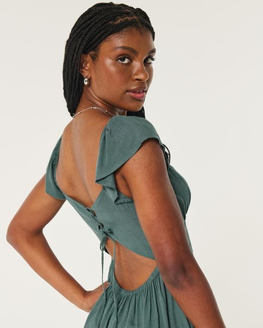 Hollister Lace up Back Midi Dress in Green Lyst UK
