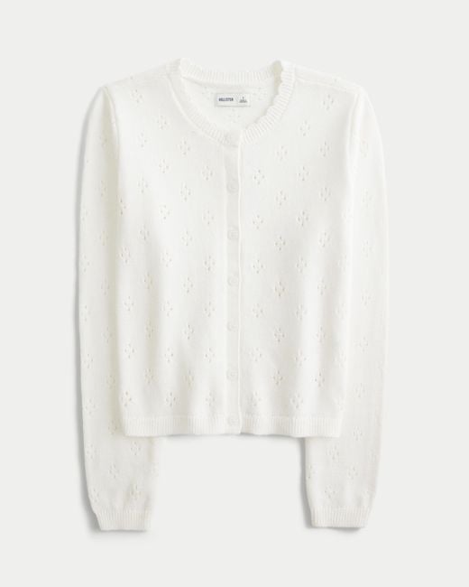 Hollister White Eyelet Crew Cardigan