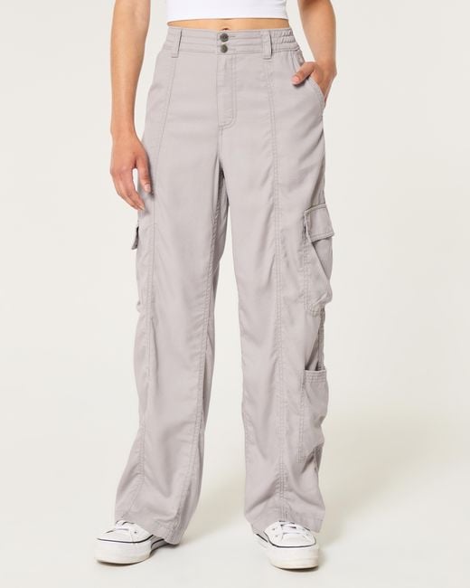 Hollister Gray High-rise Baggy Cargo Pants