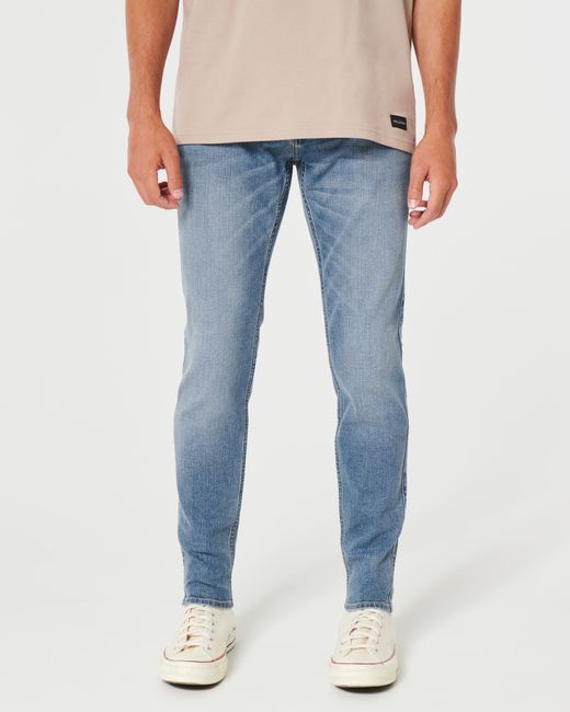 Hollister Blue Medium Wash Super Skinny Jeans for men