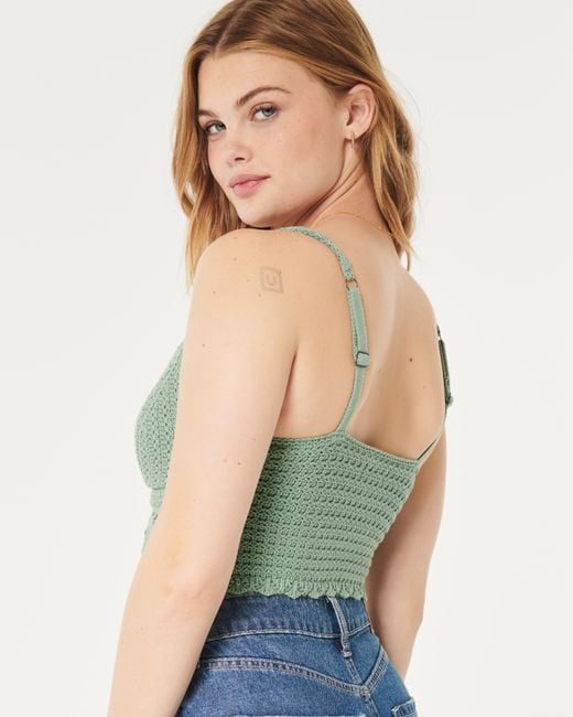 Hollister Green Crop Crochet-style Bralette