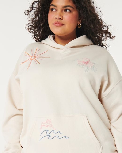 Hollister rose embroidered graphic hoodie top