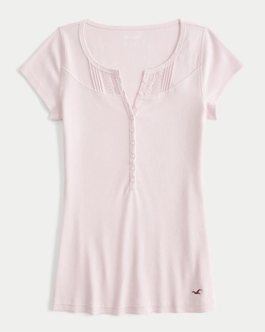 Hollister Pink Short-sleeve Icon Henley