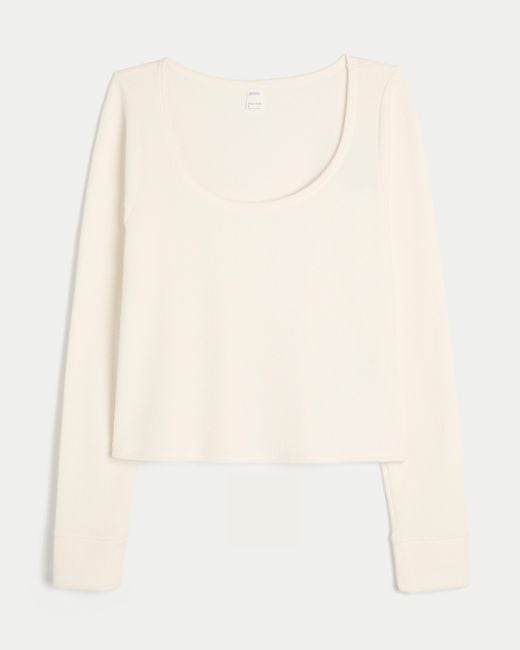Hollister Natural Gilly Hicks Always Cozy Waffle Long-sleeve Scoop Top