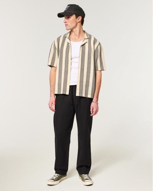 Hollister Black Linen-blend Loose Pull-on Pants for men