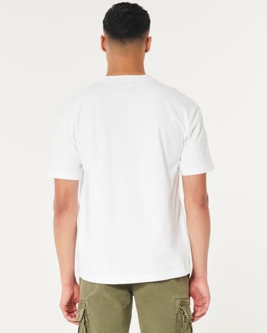 Hollister Schweres kastiges T-Shirt mit Rundhalsausschnitt in White für Herren