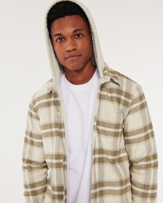 Hollister Natural Faux Shearling-lined Shacket for men