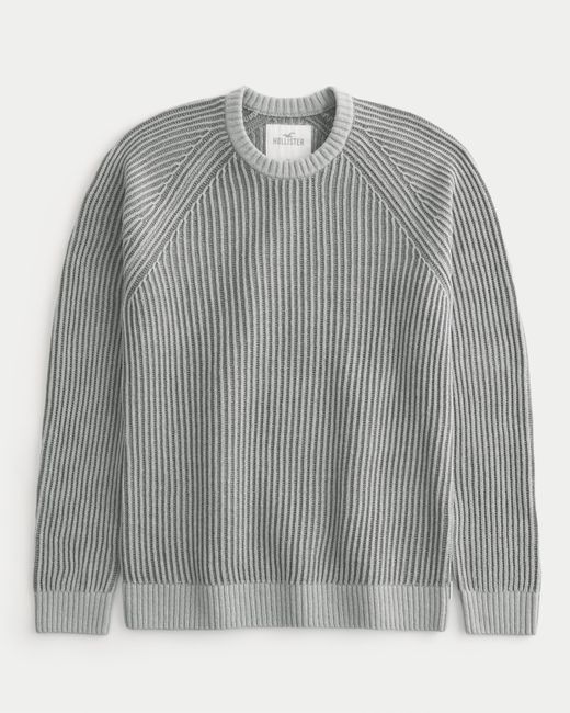 Hollister Gray Plated Stitch Crew Sweater for men