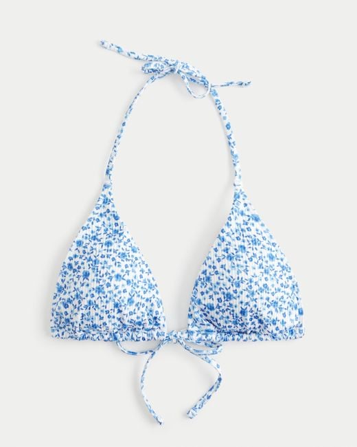 Hollister Blue Ribbed Multi-way Triangle Bikini Top