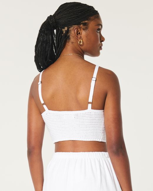 Hollister Natural Crop Crochet-style Bralette