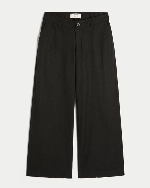 Hollister Black Ultra Low Rise Super Baggy-Hose aus Leinenmischung