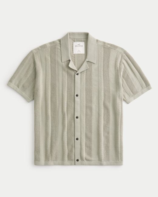 Hollister Gray Short-sleeve Button-through Sweater Shirt for men