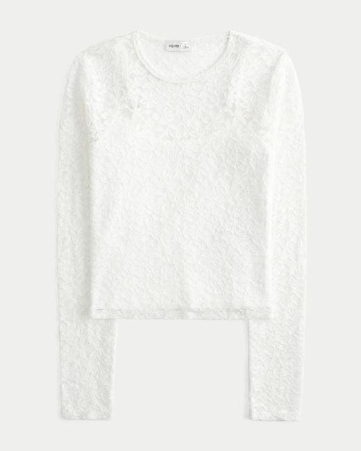 Hollister White All-over Lace Crew Top