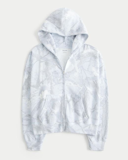 Hollister Blue Easiest Zip-up Camo Hoodie