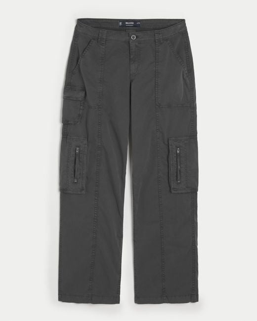 Hollister Gray Low-rise Baggy Cargo Pants