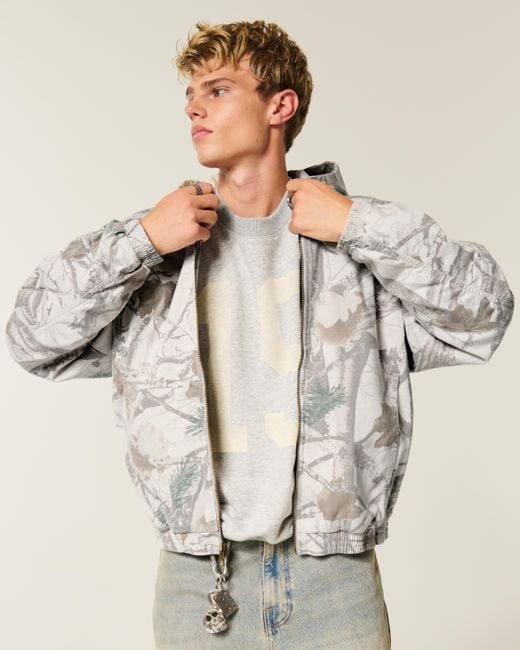 Hollister Gray Camo Skater Jacket for men